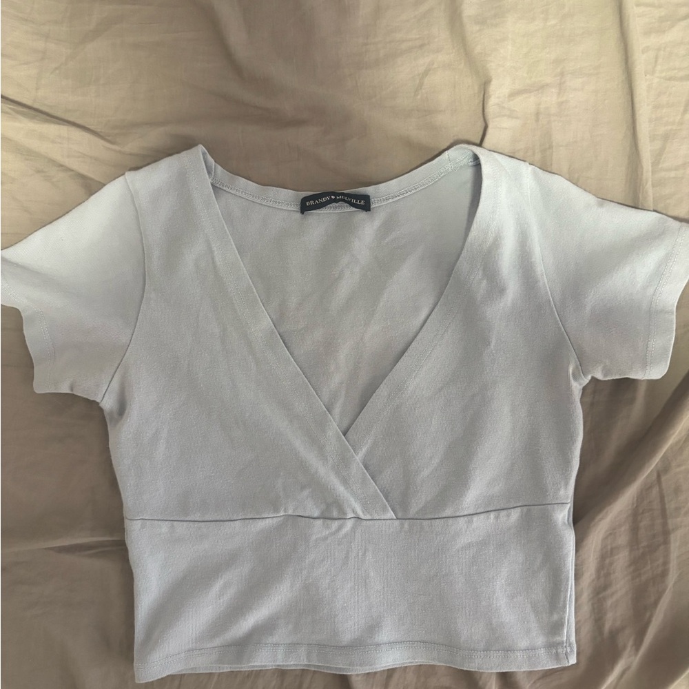 Light Blue Wrap Top